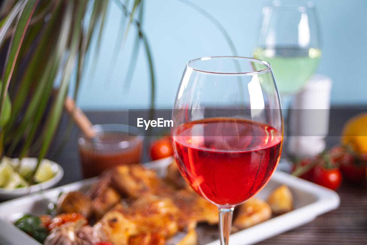 close-up of wineglass in glass