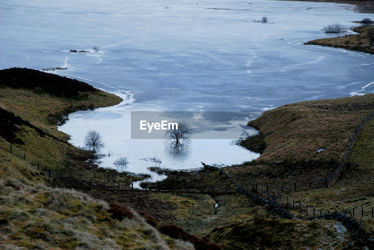 High angle view of sea