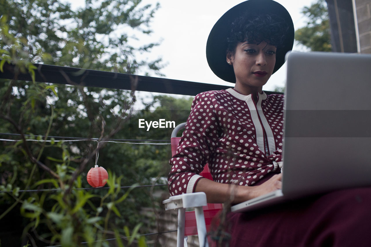 Young woman working on a laptop