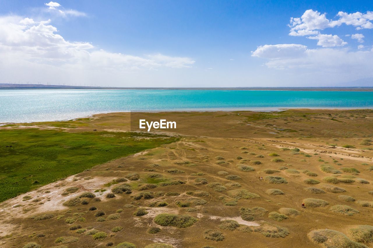 SCENIC VIEW OF SEA SHORE AGAINST SKY