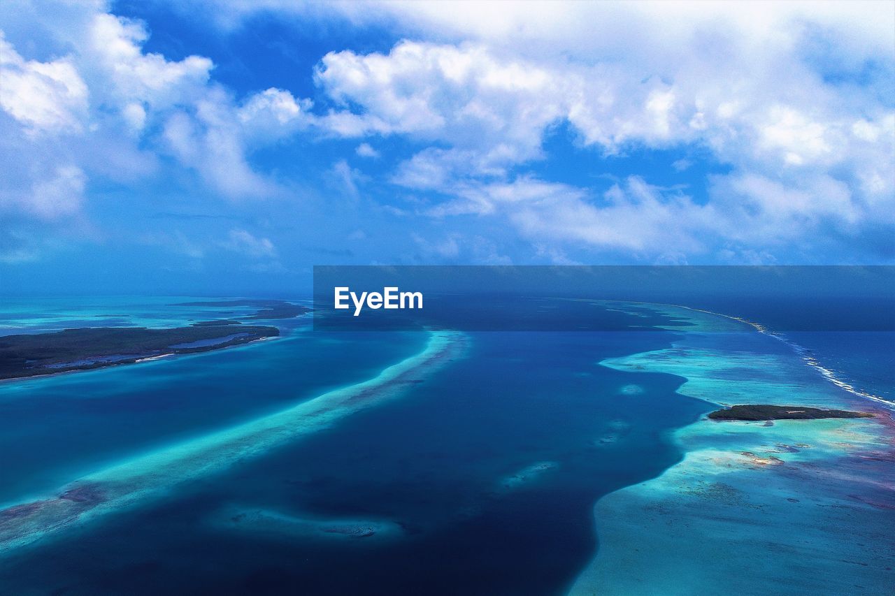 Aerial view of sea against sky