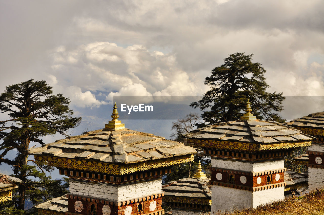 Stupas at dochula, a pass in the thimphu district in bhutan