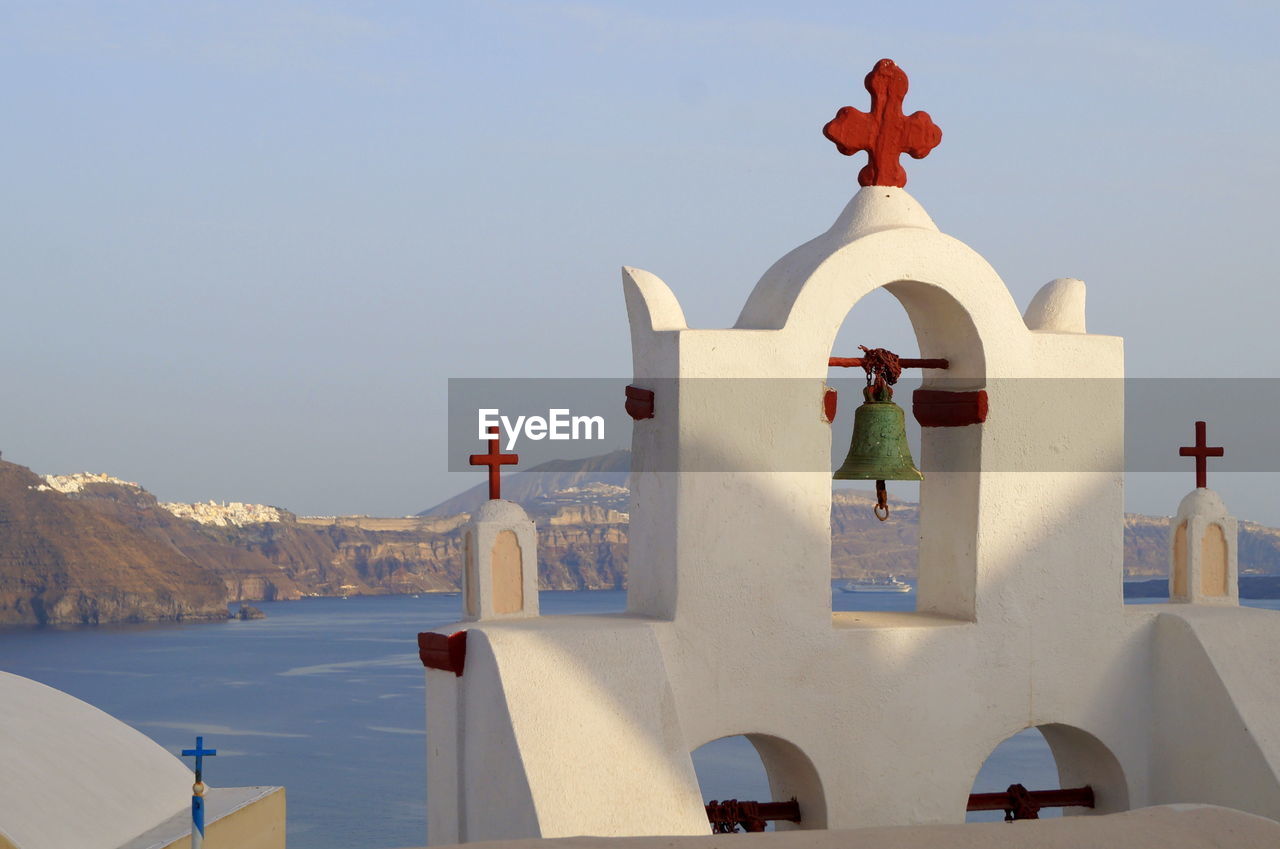 Church against clear sky at santorini