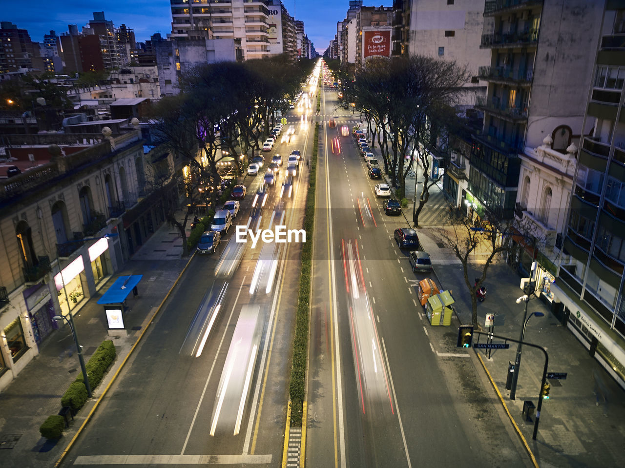 High angle view of traffic on city street