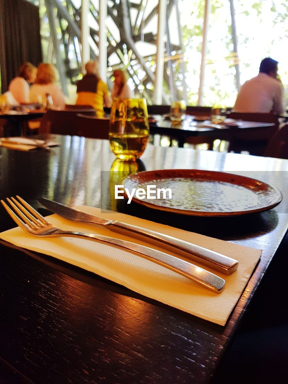 Close-up of place setting in restaurant