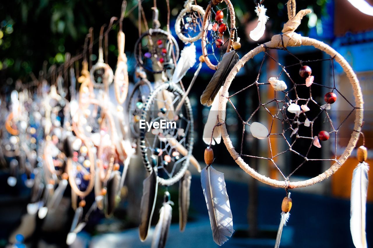 Close-up of dreamcatcher hanging