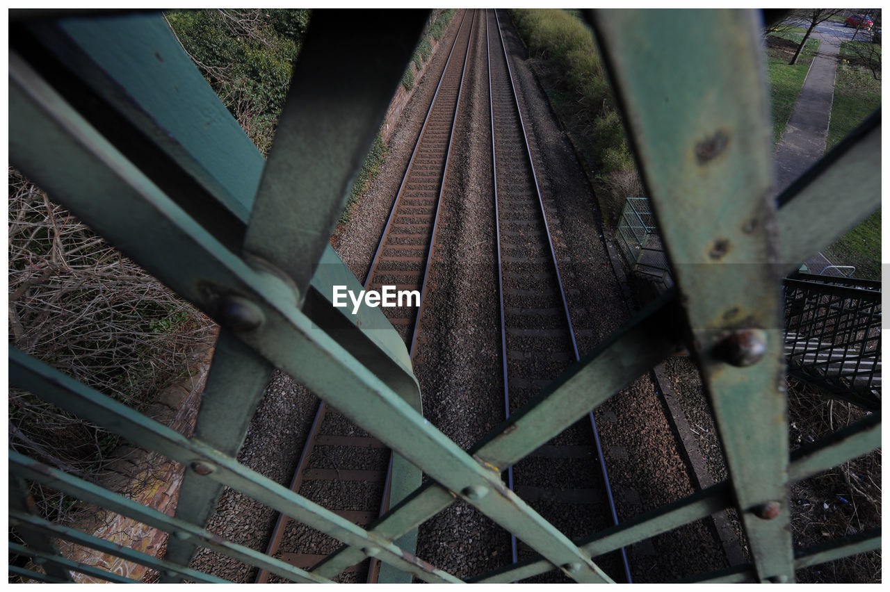 Iron structure on a railway footbridge.