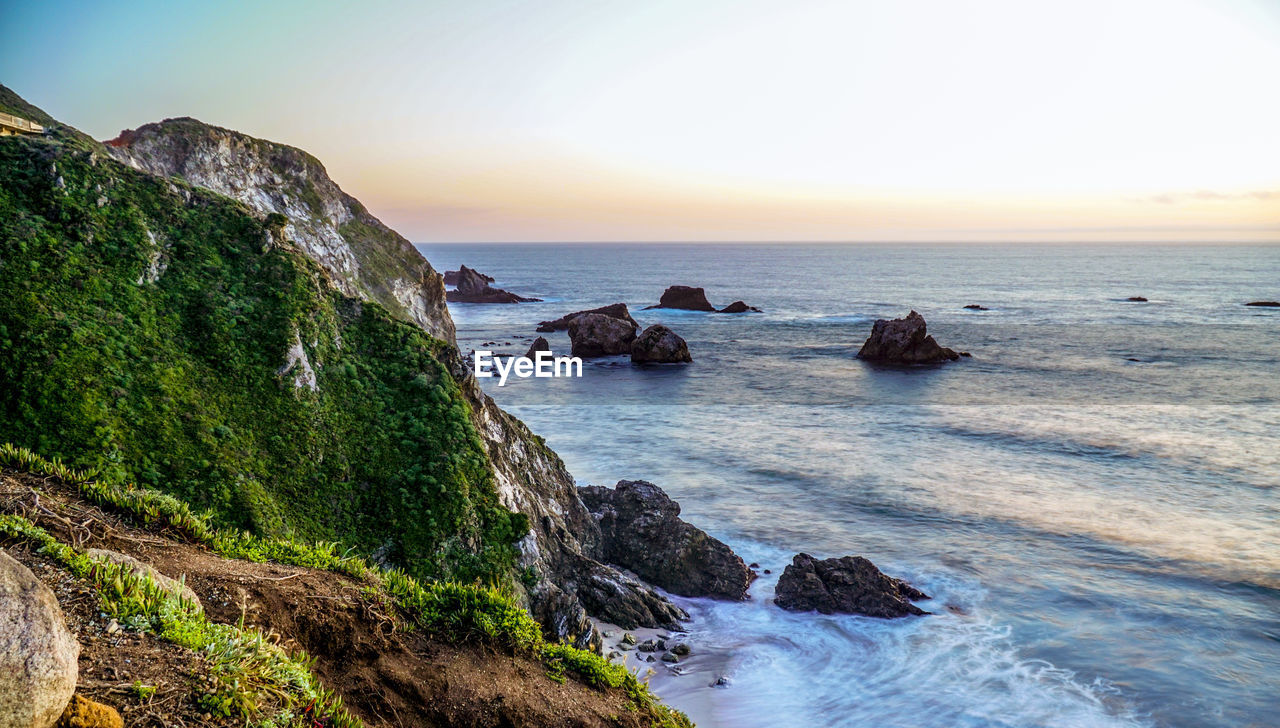 SCENIC VIEW OF SEA AGAINST CLEAR SKY