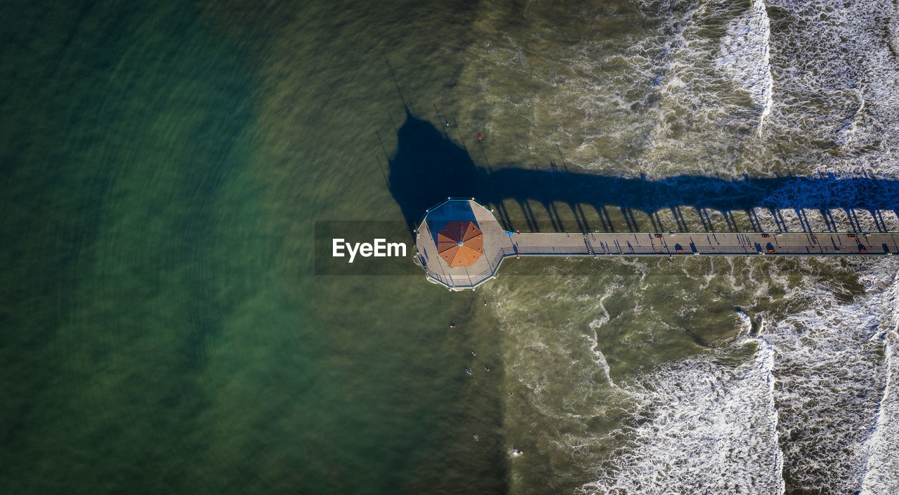 Aerial view of pier over sea