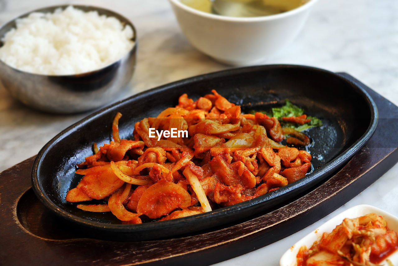 Close-up of korean food on table