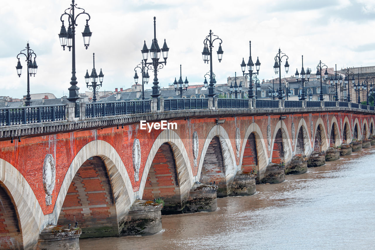 Bridge to cross the river garonne in bordeaux . pont de pierre