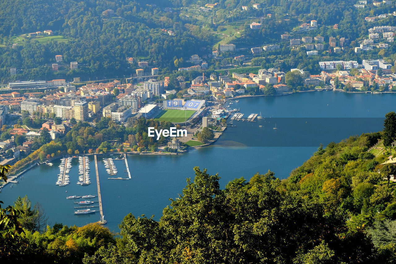 Cityscape of como from a panoramic viewpoint in brunate.