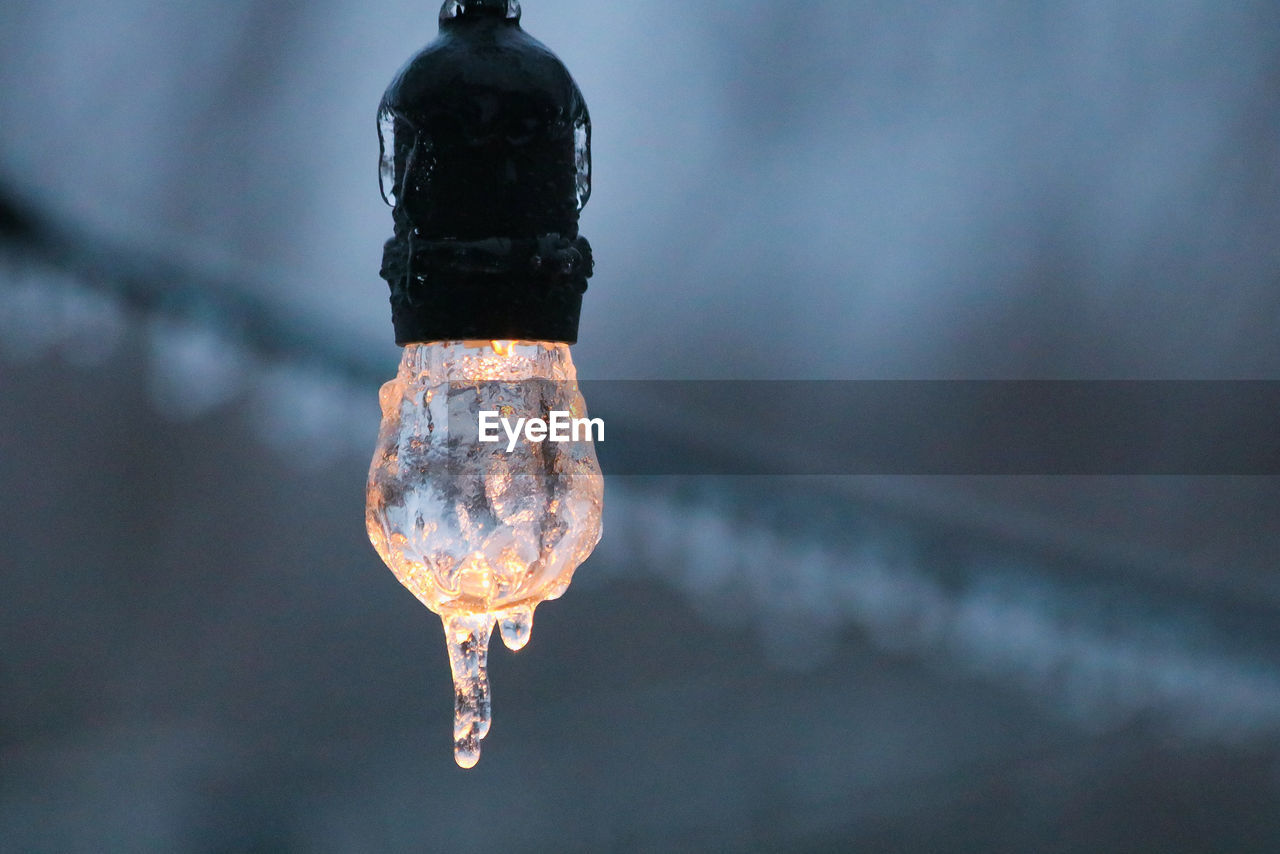 Light covered with ice