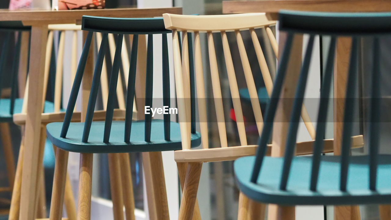 Full frame shot of wooden chairs