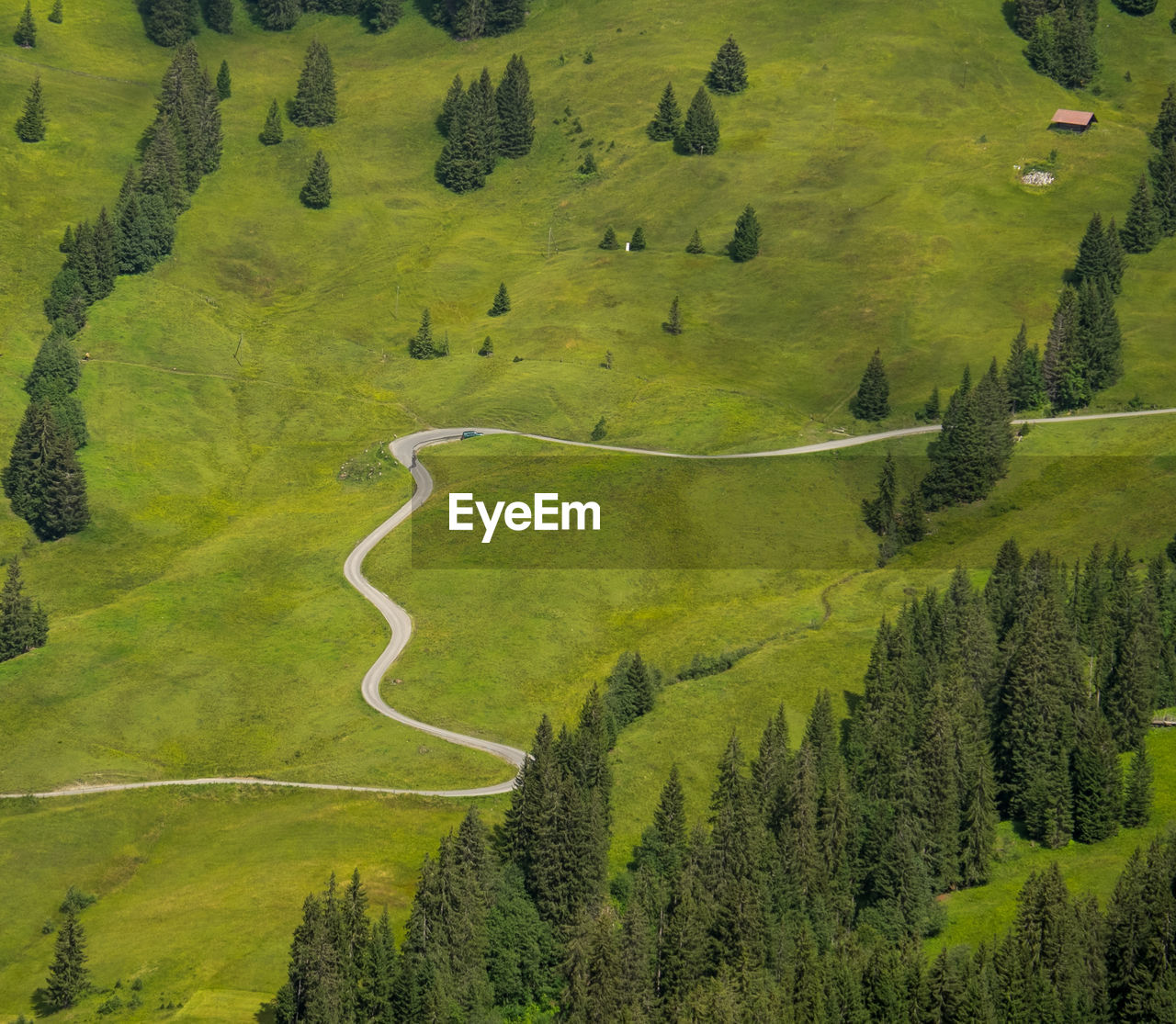 High angle view of mountain road