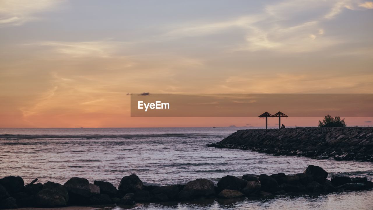 SCENIC VIEW OF SEA DURING SUNSET