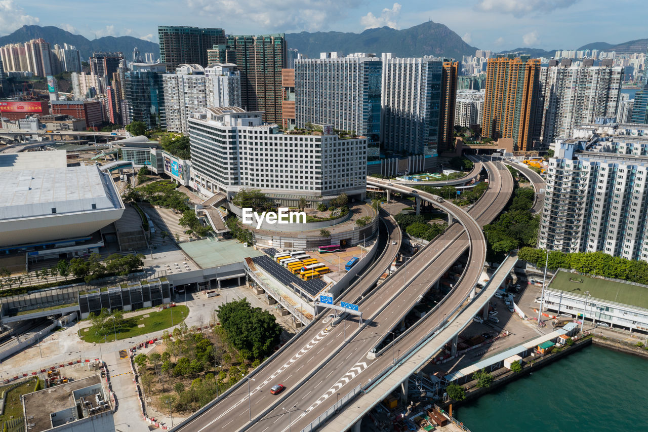 high angle view of city