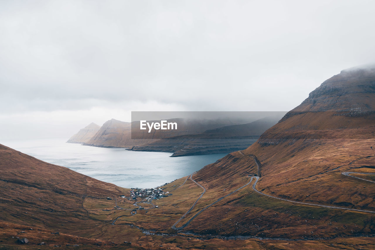 Autumn in the faroe islands. play of light and shadow.