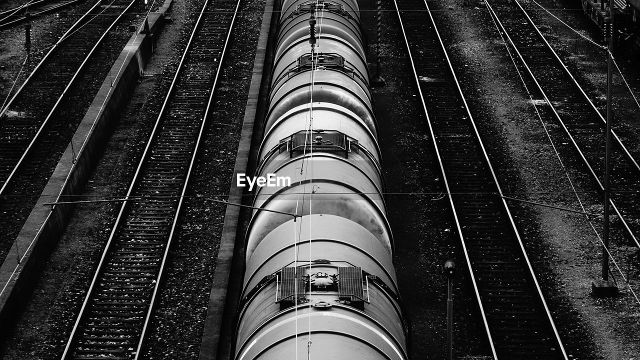 High angle view of train