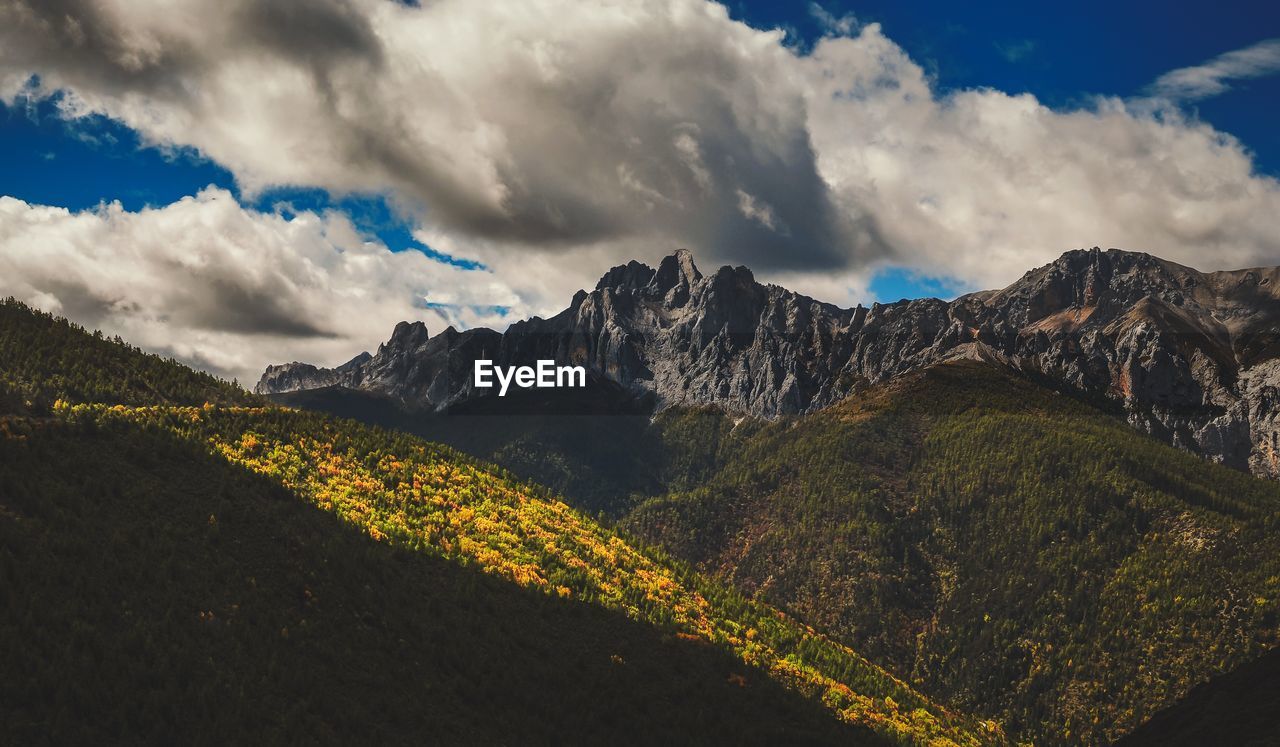 Panoramic view of landscape and mountains against sky