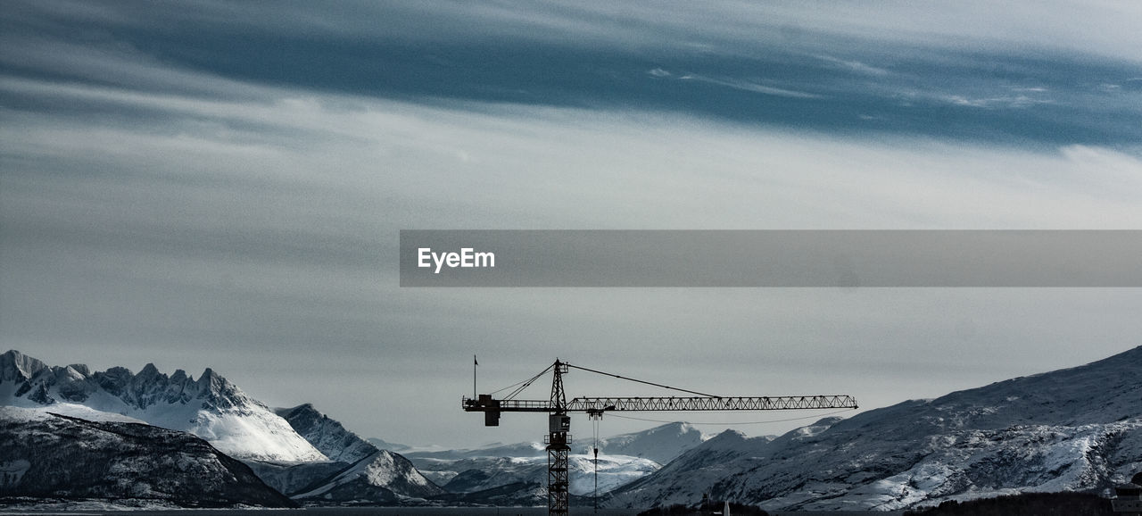 Snow covered landscape against sky