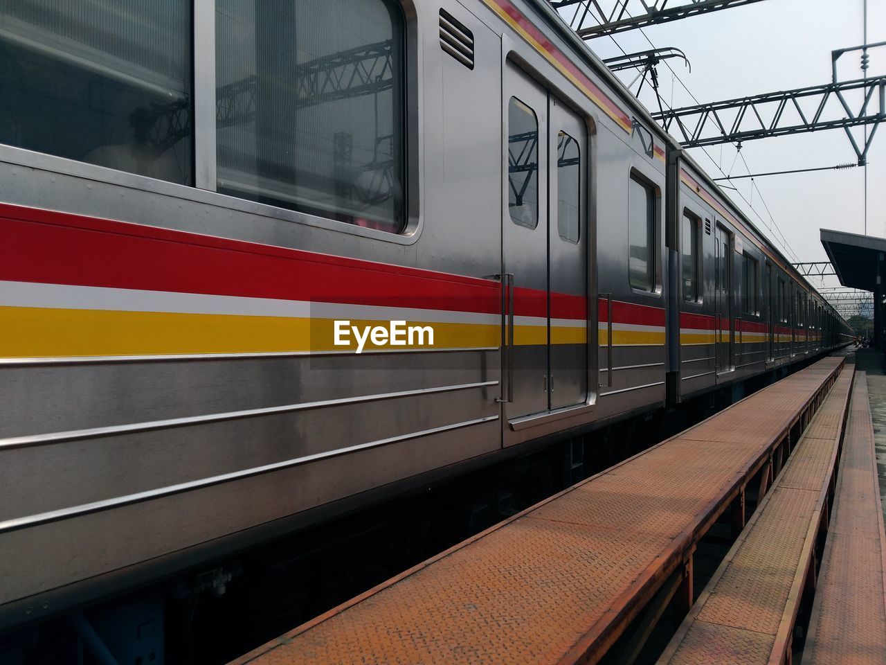 Train at railroad station platform