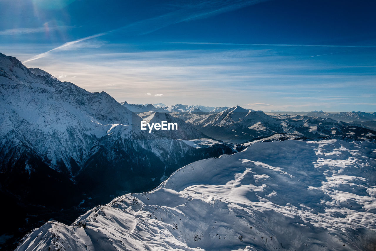 Scenic view of snowcapped mountain against sky