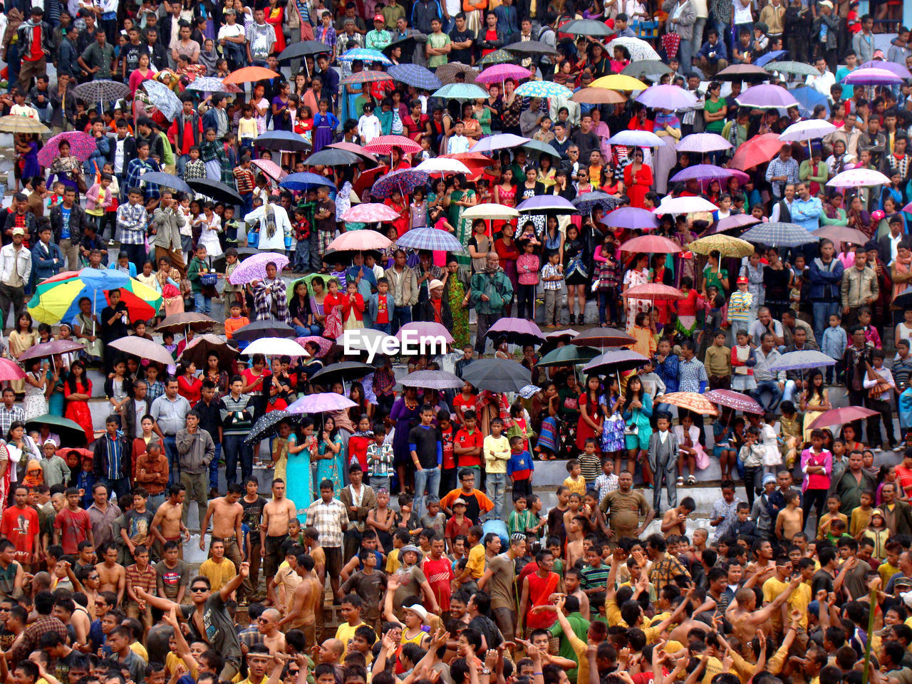 High angle view of large group of people