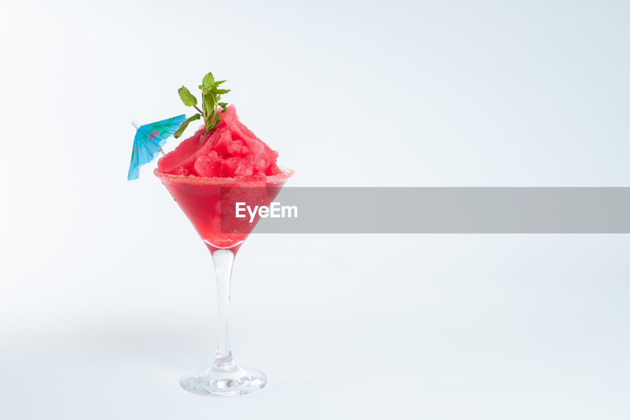 Close-up of strawberry against white background