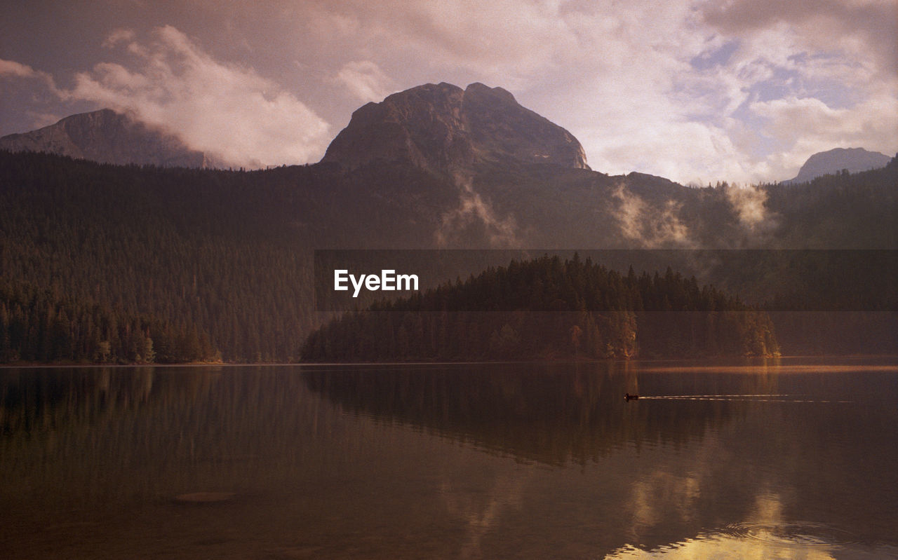 Panoramic view of the black lake in durmitor. zabljak, montenegro.