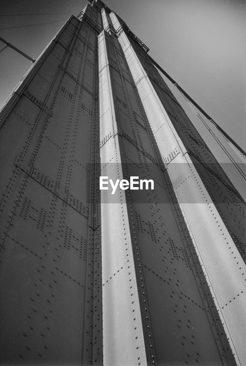 CLOSE-UP OF ELECTRICITY PYLONS AGAINST SKY