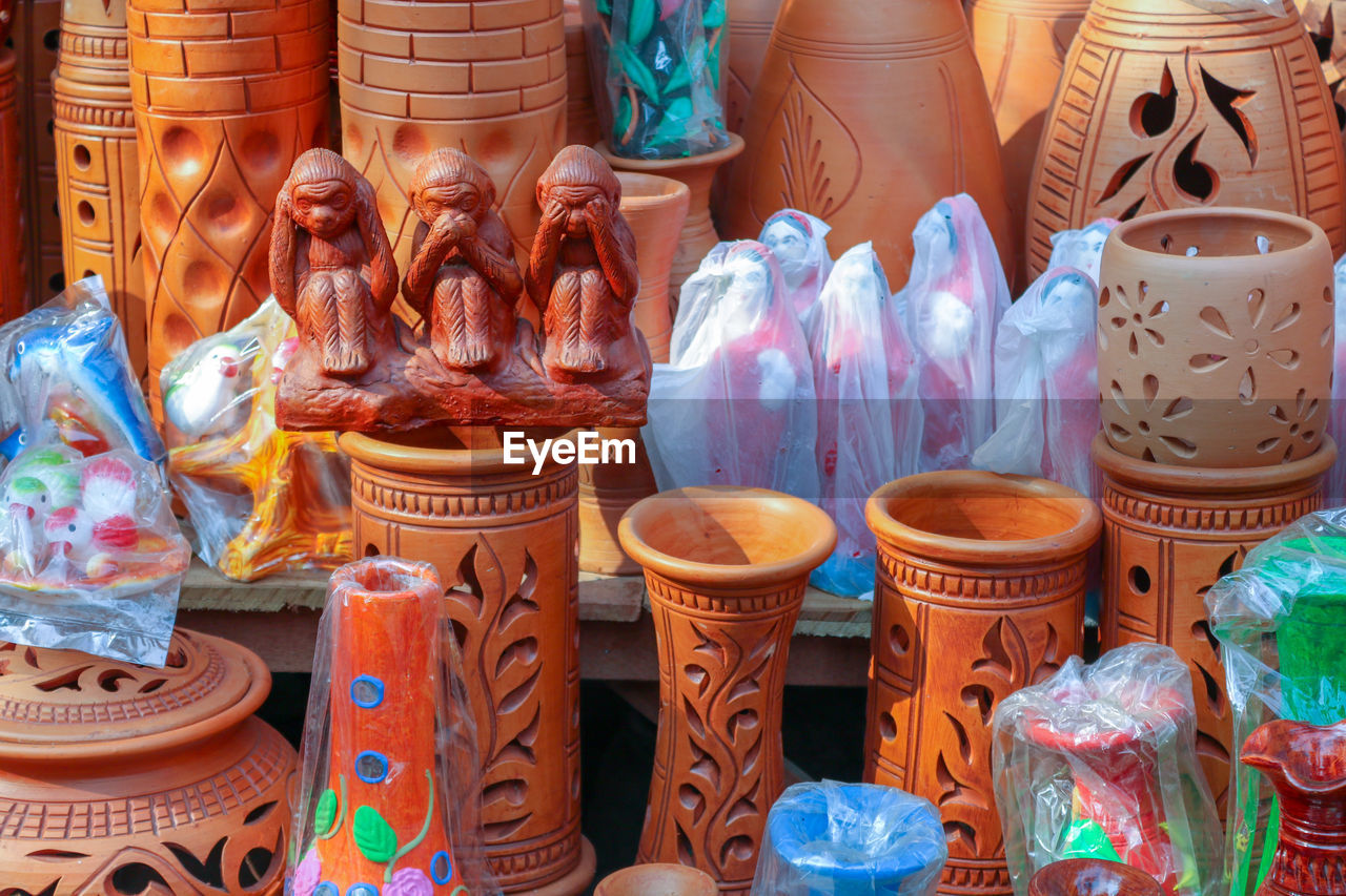 Various displayed for sale at market stall