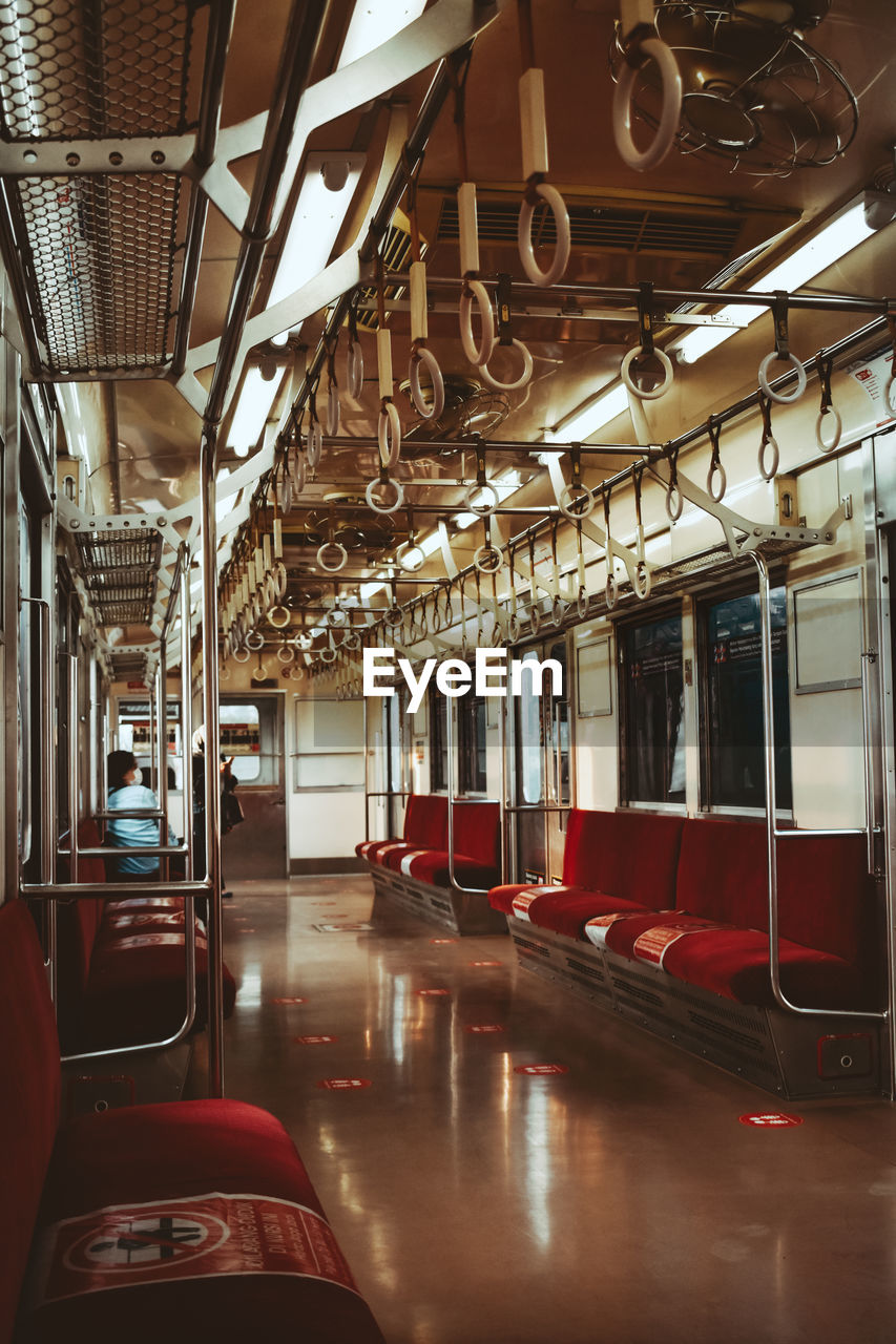 Woman sitting in train