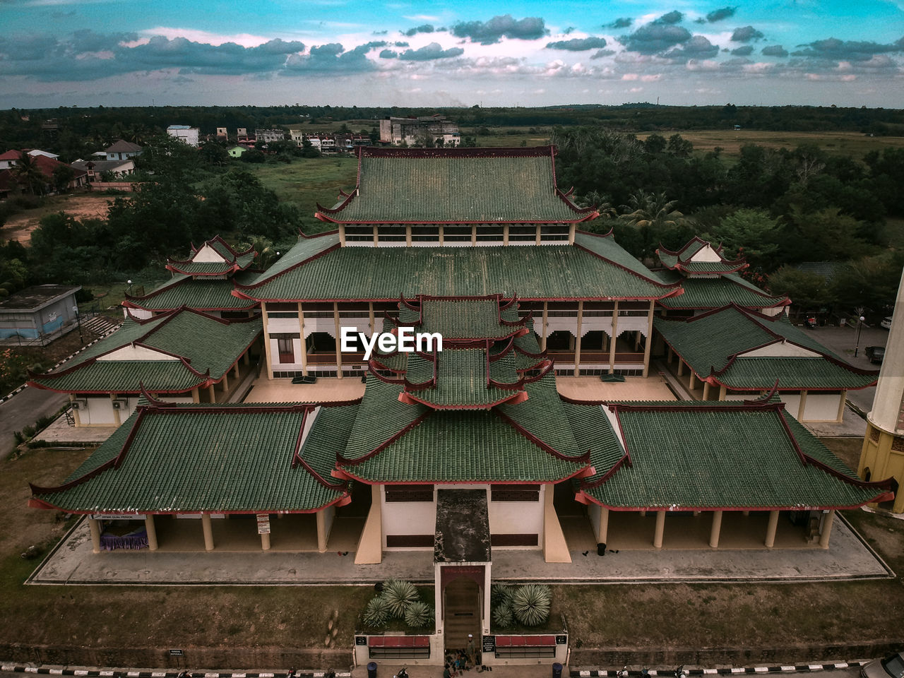 High angle view of shrine