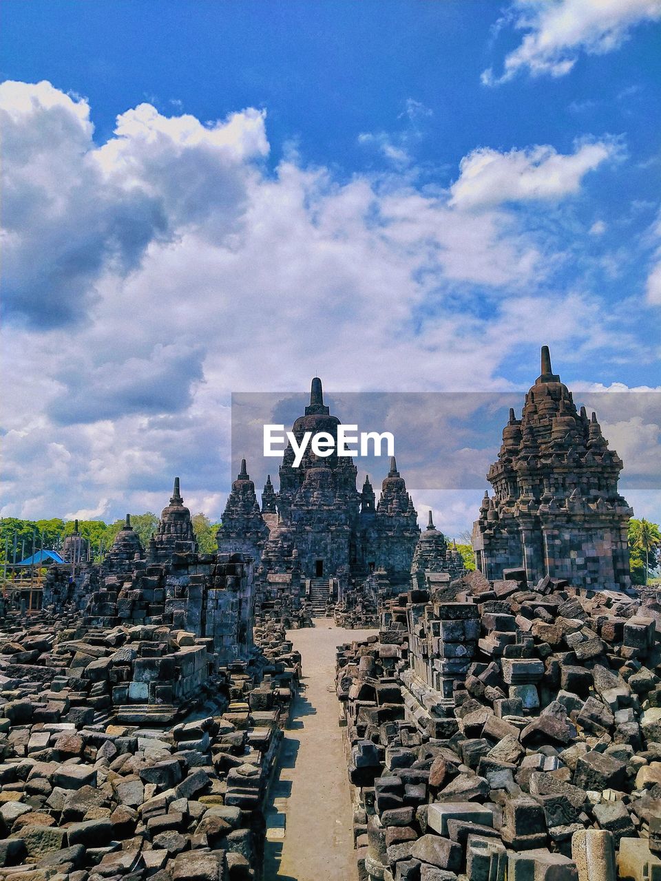 Panoramic view of temple building against sky