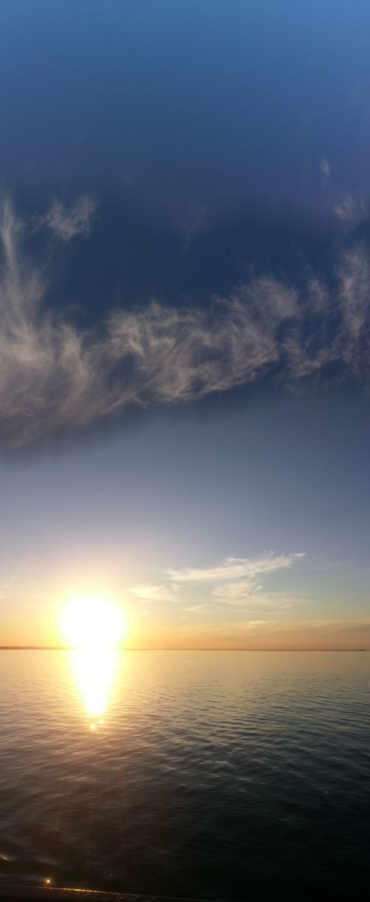 Scenic view of calm sea against cloudy sky