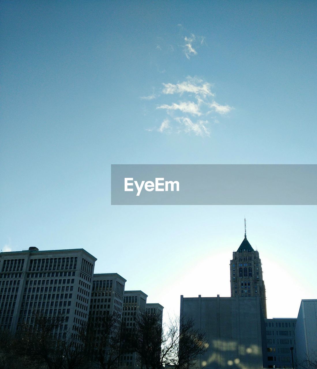 Clear sky above buildings