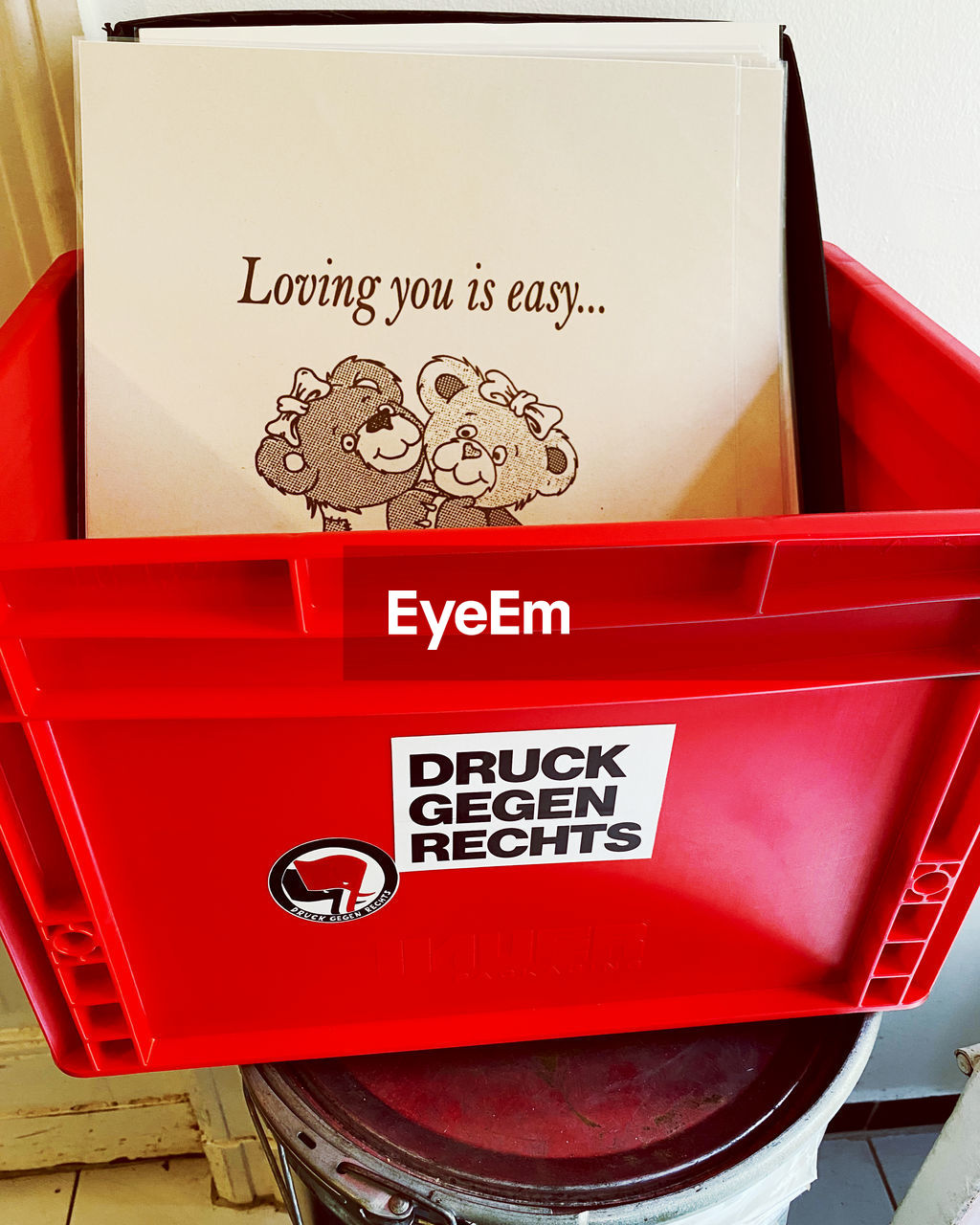 text, red, communication, box, western script, no people, container