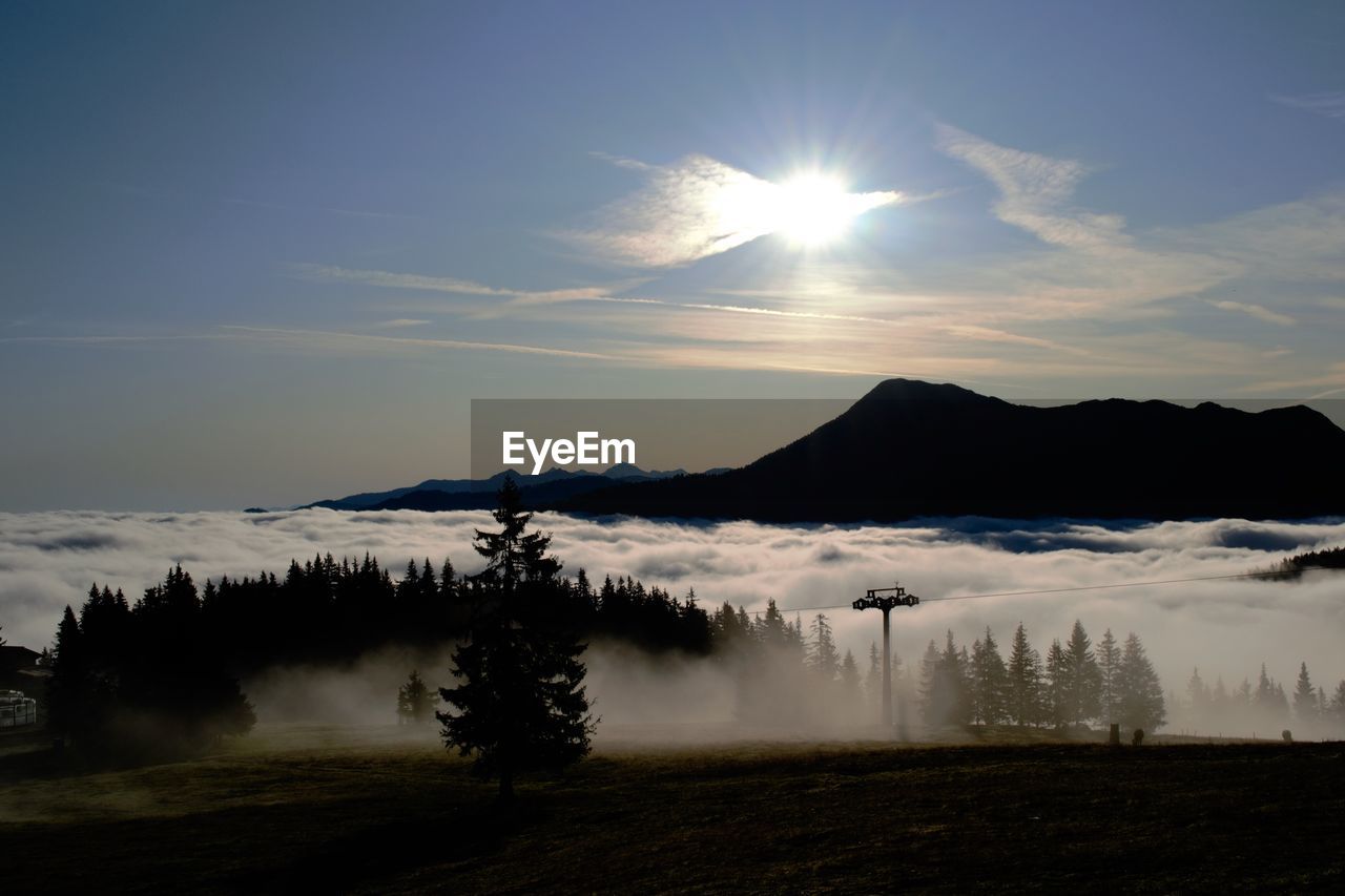 Scenic view of field against sky during sunset