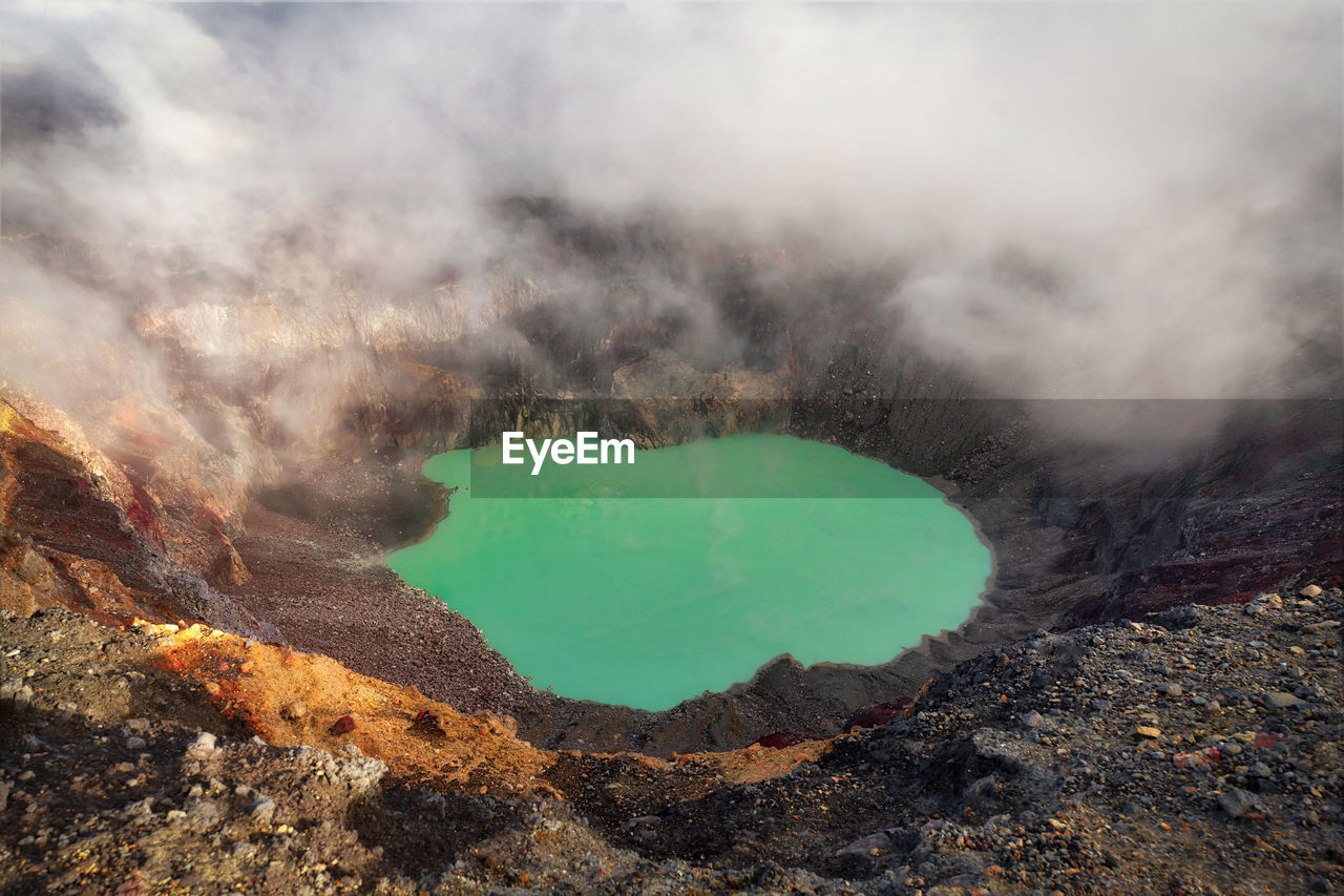 Aerial view of volcanic landscape