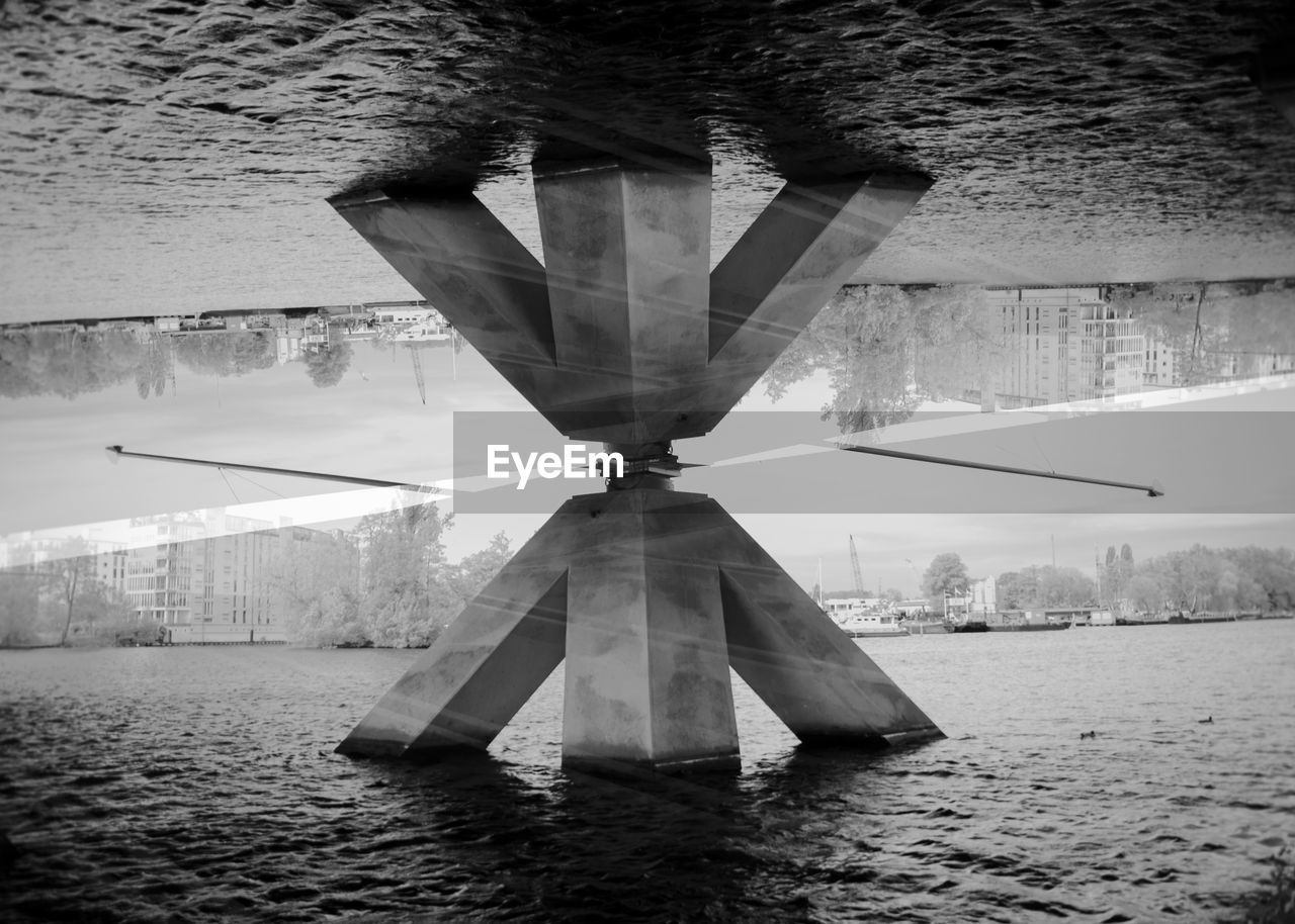 Digital composite image of bridge over river