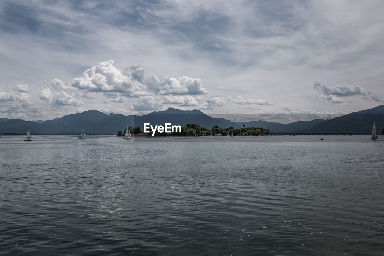 Scenic view of lake against sky