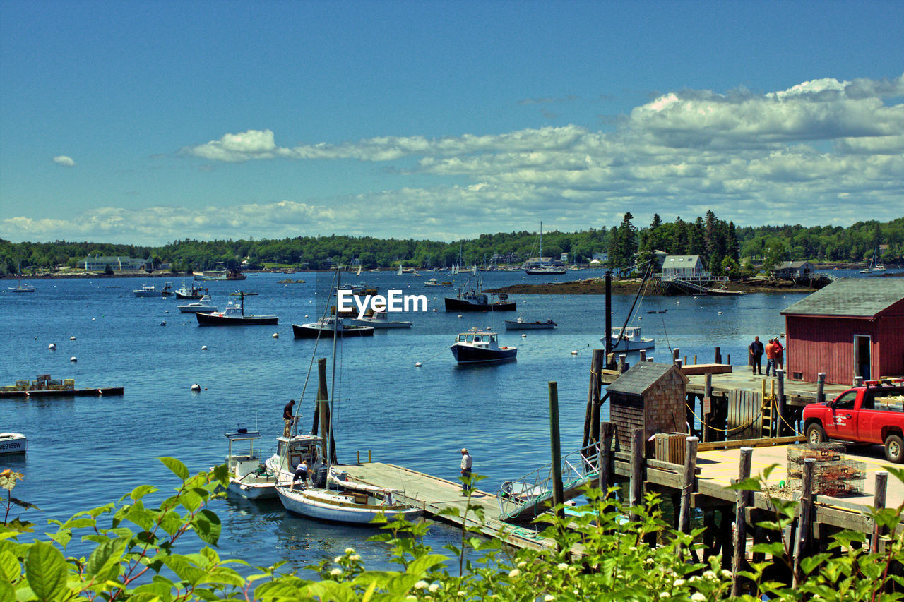 BOATS MOORED IN MARINA