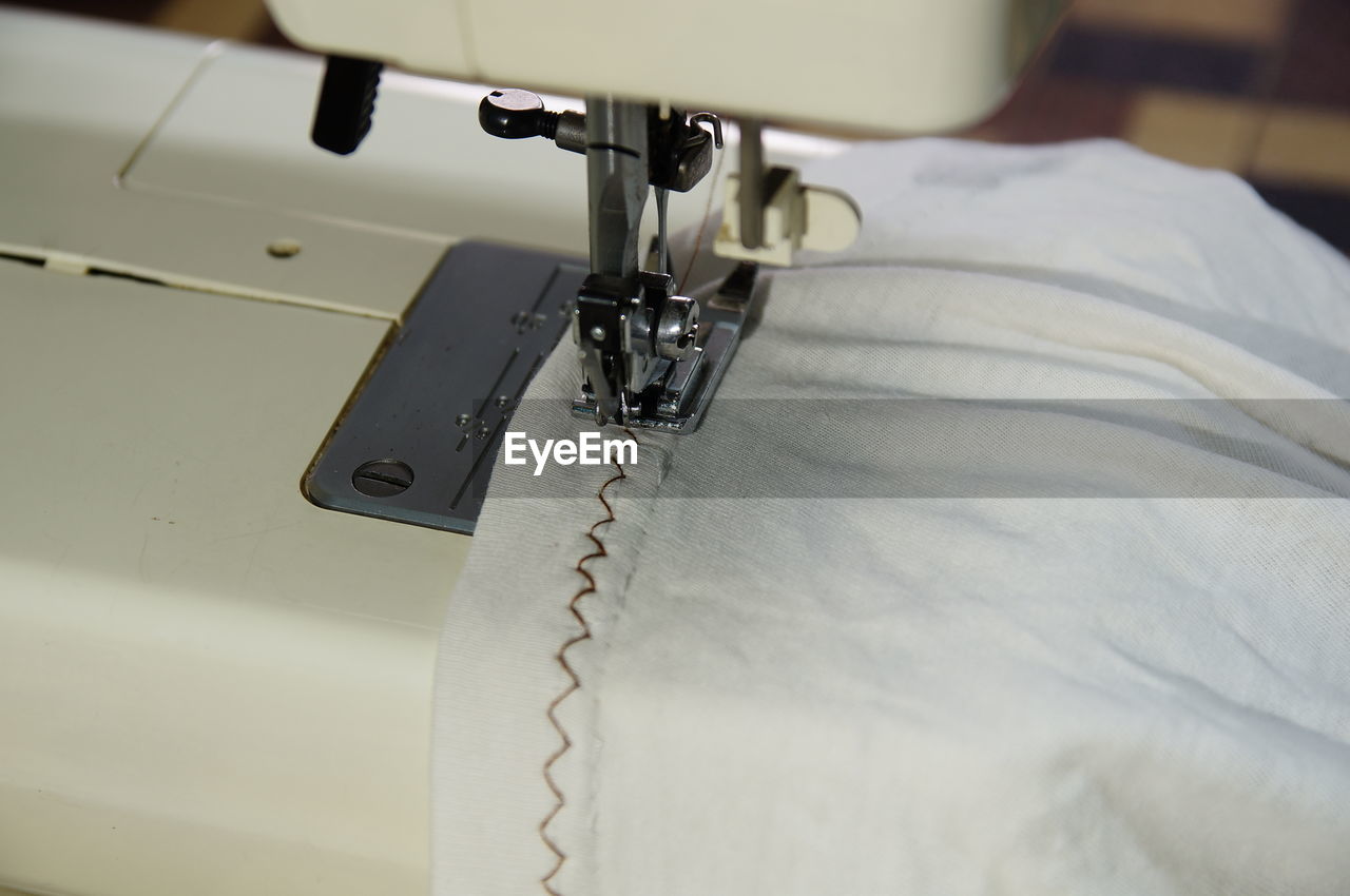 High angle view of sewing machine