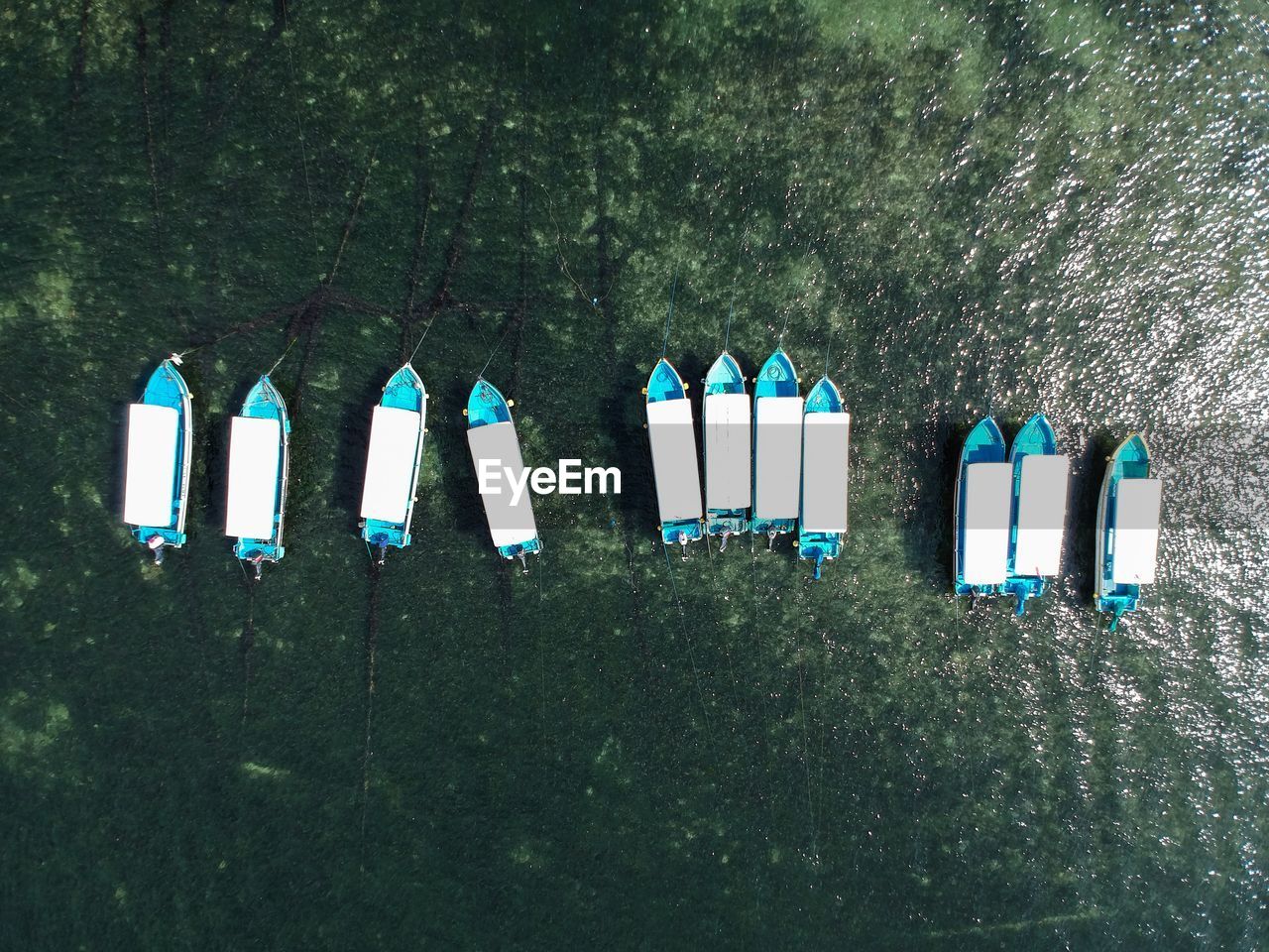 Aerial view of boats on sea