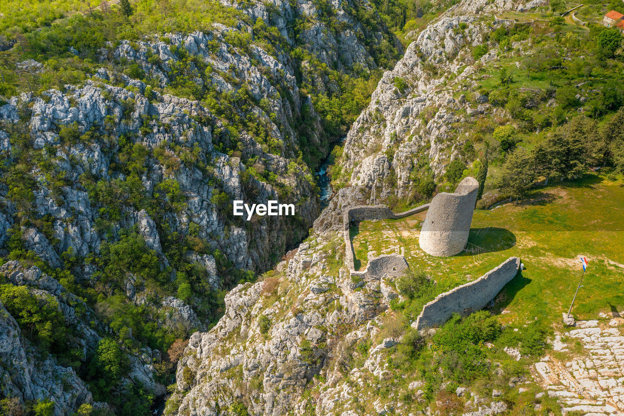 Medieval fortress gradina on the cliffs of the cikola river canyon, drnis town in croatia