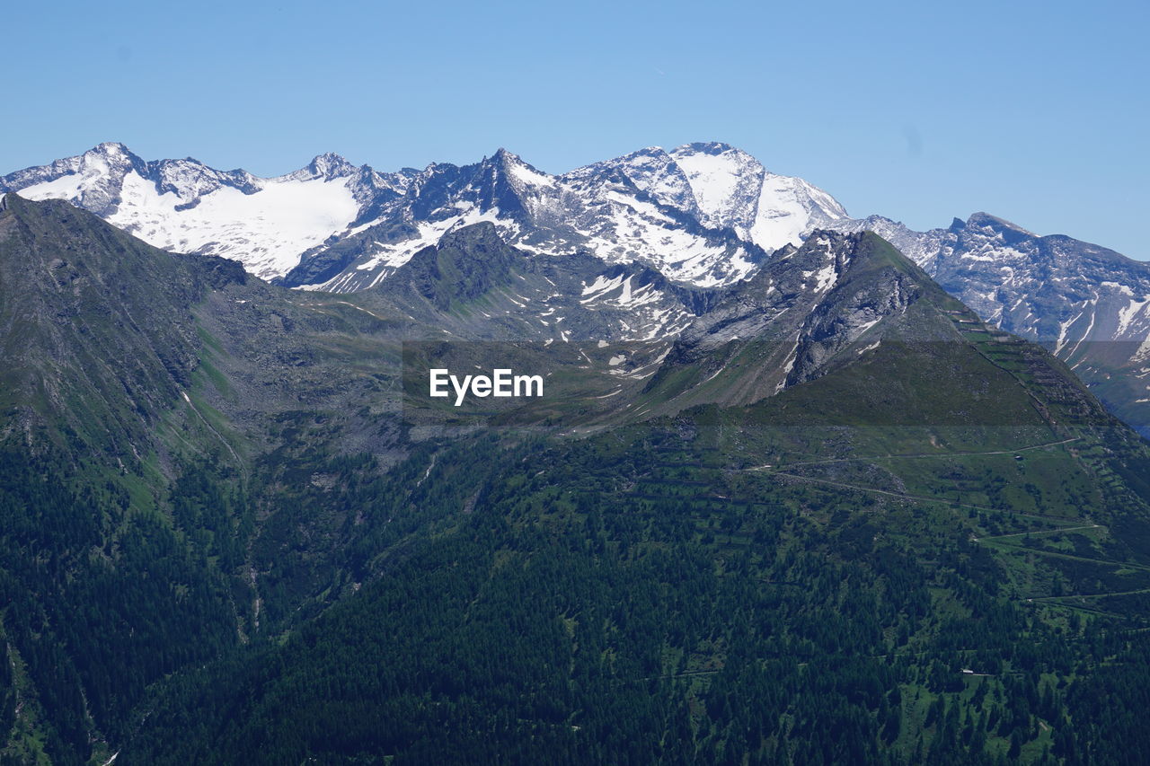 scenic view of mountains against clear sky