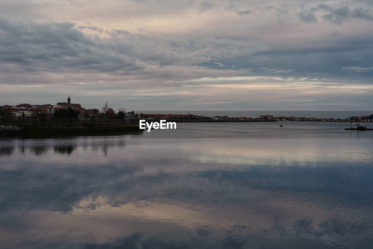 REFLECTION OF BUILDINGS IN LAKE