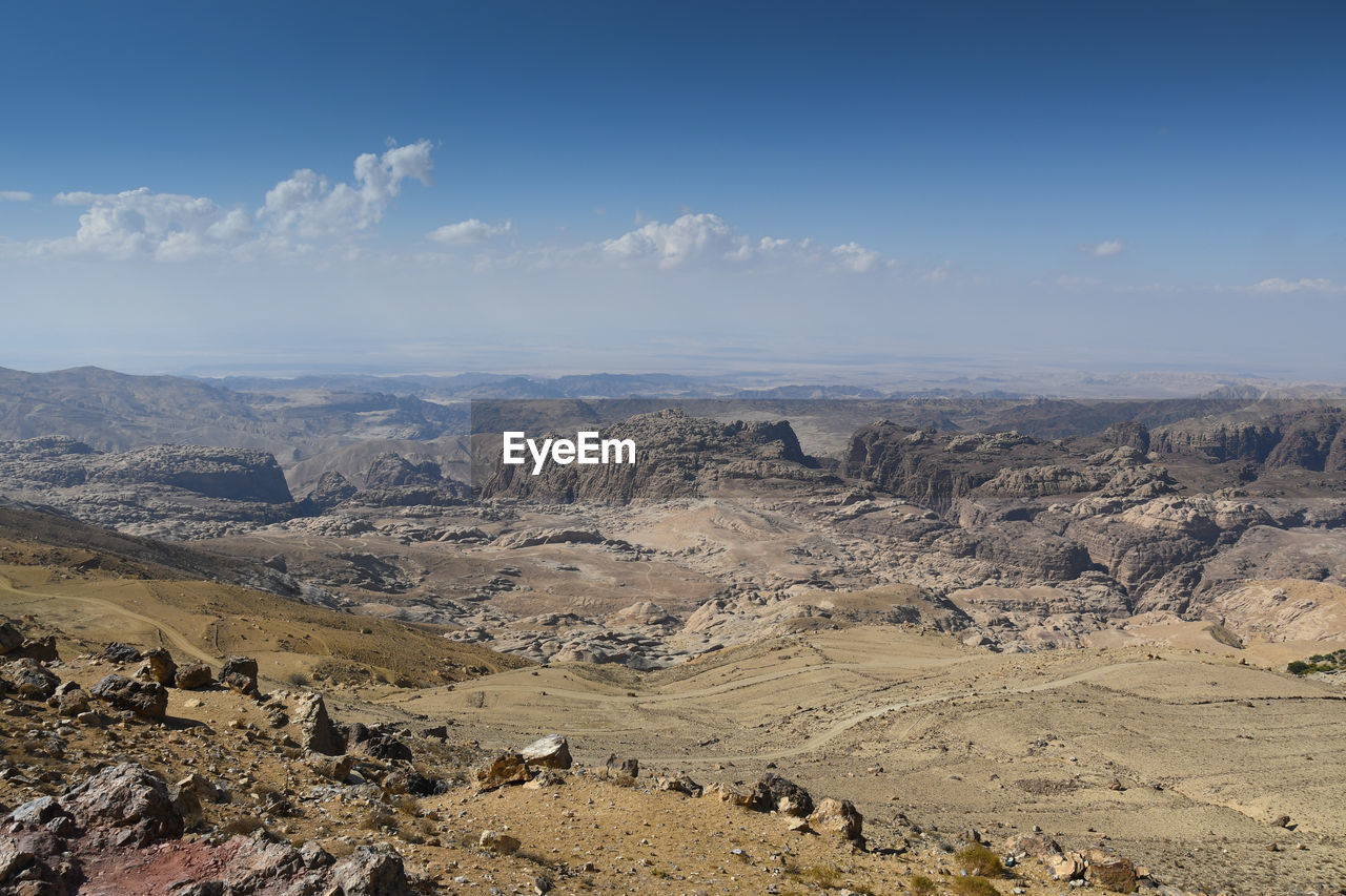 HIGH ANGLE VIEW OF ARID LANDSCAPE