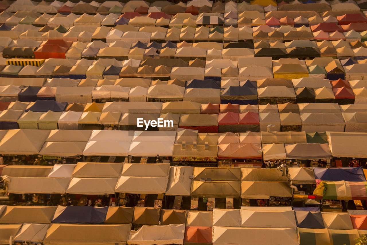 Aerial view of market stall